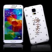 PC Hard Back Case Protective Shell Bling Diamond Rhinestone Crystal for Samsung Galaxy S5 i9600 Flower