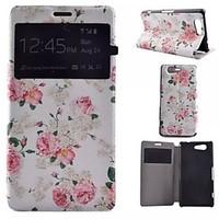 Peony Flower Painted PU Phone Case for Sony Xperia Z5 Compact