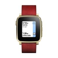 Pebble Time Steel gold with Leather Band