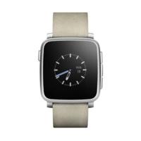 Pebble Time Steel silver with Leather Band