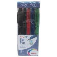 PENTEL SIGN PEN ASSORTED PK5 S520/5-M