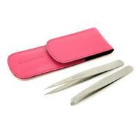 petite tweeze set slant tweezer point tweezer with pink case 2pcs