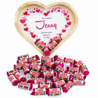 Personalised Heart Tray Filled with Love Heart Sweets