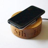 Personalised Oak Wireless Phone Charger