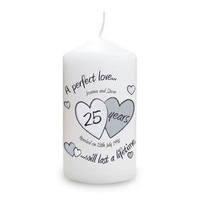 Personalised Silver Anniversary Candle