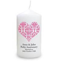 Personalised Ruby Wedding Anniversary Candle