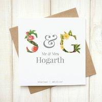 personalised floral wedding card