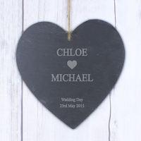 Personalised Heart Motif Slate Heart