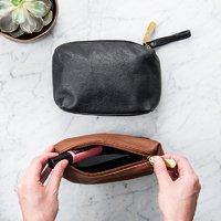 Personalised Leather Make Up Bag