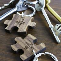 Personalised Romantic Jigsaw Piece Keyrings