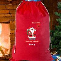 Personalised Father Christmas Red Cotton Sack