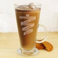 Personalised Heart Banner Latte Glass