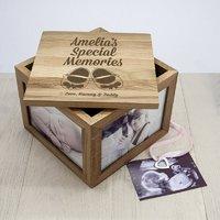 Personalised New Baby Oak Photo Keepsake Box