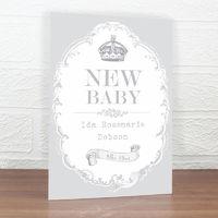 personalised new baby royal crown card