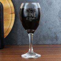 personalised wine oclock engraved wine glass