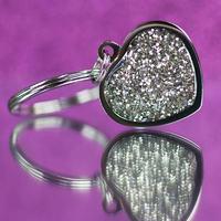 personalised diamante heart keyring