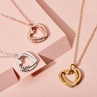 personalised interlinking love hearts necklace