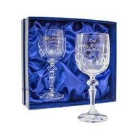 Personalised Pair of Cut Crystal Wine Glasses