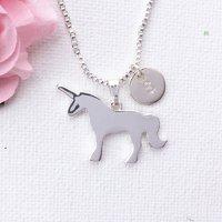 personalised silver unicorn necklace