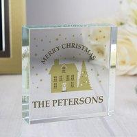 personalised festive village crystal token