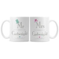Personalised Wedding Mr & Mrs Mug Set