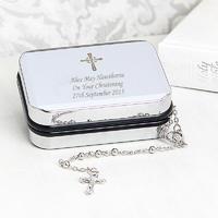 personalised rosary beads and cross pendant box