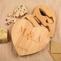 Personalised Initials and Date Heart Cheeseboard
