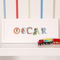 Personalised Illustrated Childrens Name Frame