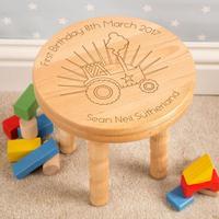 personalised boys 1st birthday tractor stool