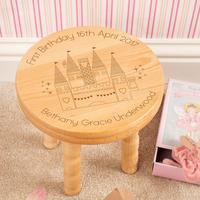 personalised girls first birthday princess castle stool