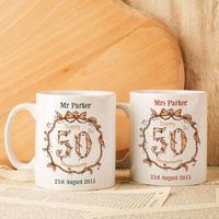 Personalised 50th Wedding Anniversary Mug Set