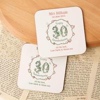Personalised 30th Pearl Anniversary Double Coaster Set