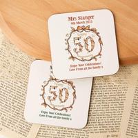Personalised 50th Golden Anniversary Double Coaster Set