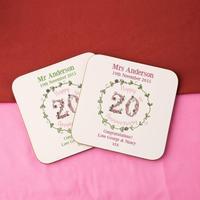 Personalised 20th China Anniversary Double Coaster Set