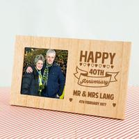 Personalised 40th Anniversary Wooden Photo Frame