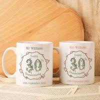 Personalised 30th Wedding Anniversary Mug Set