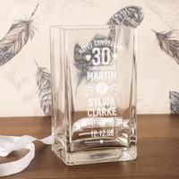 Personalised 30th Anniversary Engraved Glass Vase