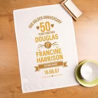 Personalised 50th Wedding Anniversary Printed Tea Towel