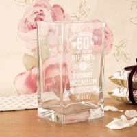 Personalised 50th Anniversary Engraved Glass Vase