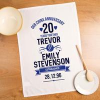 Personalised 20th Anniversary Printed Tea Towel