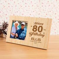 Personalised 80th Birthday Wooden Photo Frame
