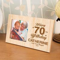 Personalised 70th Birthday Wood Photo Frame