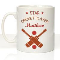 Personalised Cricketer Star Mug