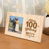 Personalised 100th Birthday Wooden Photo Frame