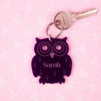 Personalised Junko Style Acrylic Owl Keyring