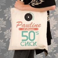 Personalised 50s Chick Cotton Shoulder Bag