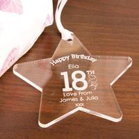 Personalised 18th Birthday Acrylic Star