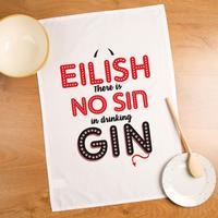 Personalised No Sin in Drinking Gin Tea Towel