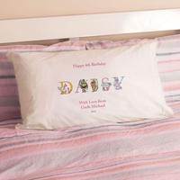 Personalised Girls Birthday Name Illustration Pillowcase