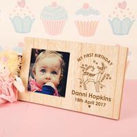 Personalised My First Birthday Photo Frame  Engraved Deer Design